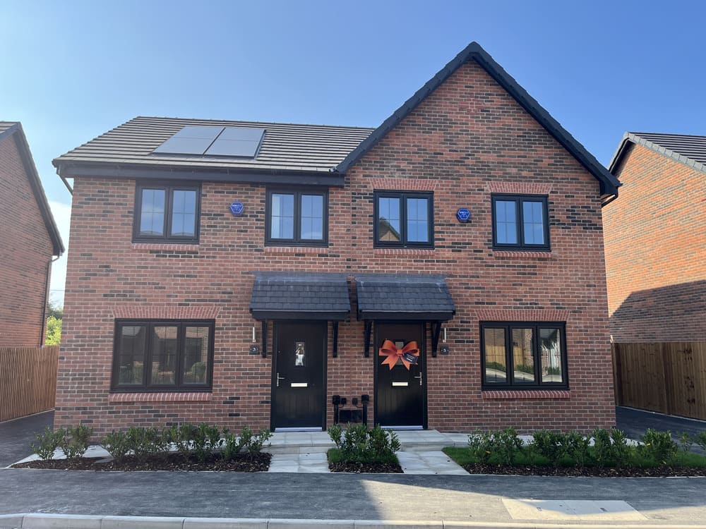 Semi-detached house built by Bellway at Moss Bank Gardens in Leigh.