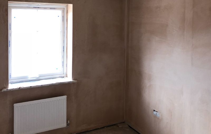 Photo of newly applied internal plaster