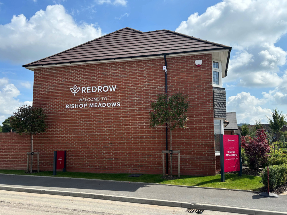 Bishop Meadows show home with the Redrow sign